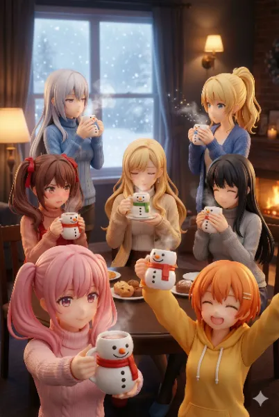 ホットチョコレート（おま好きガールズ×雪だるまマグ）