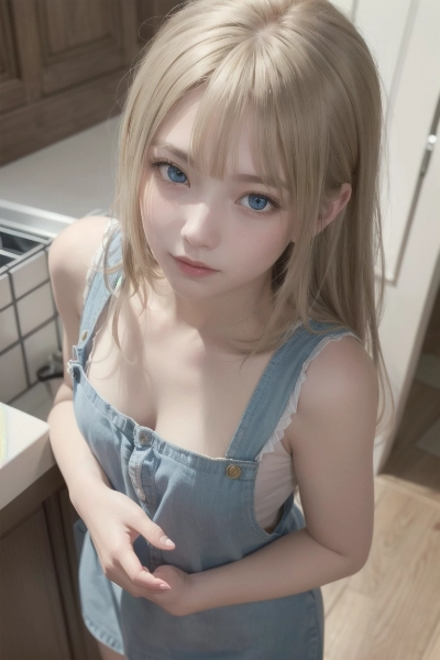 玄関で出迎える金色の髪の少女