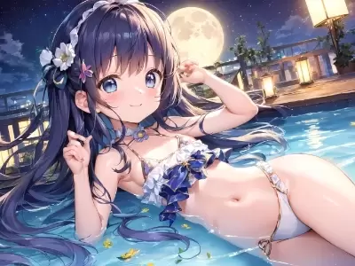 夜の水遊び