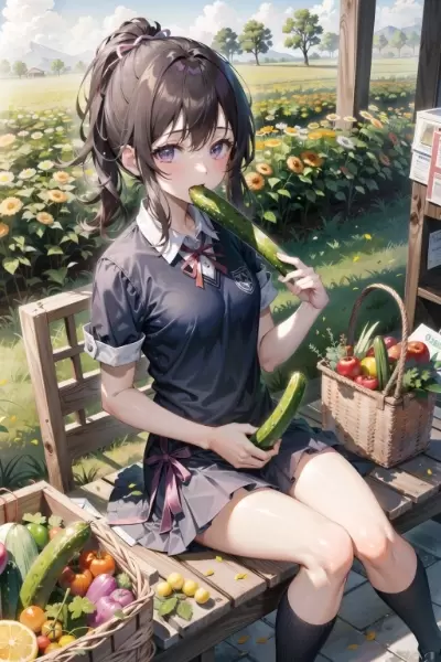きゅうりを食べる子