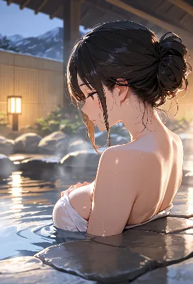 夕暮れの温泉で紡ぐ想い出