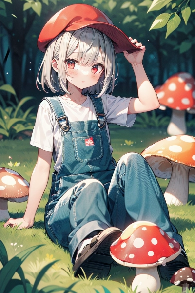 大きいキノコと赤帽子