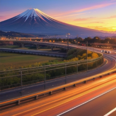 富士山と高速道路