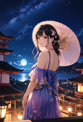 月夜に傘を差す