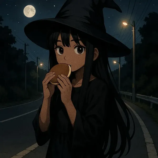 きみ、道の真ん中で、どら焼食べてたら、危ないよ💦