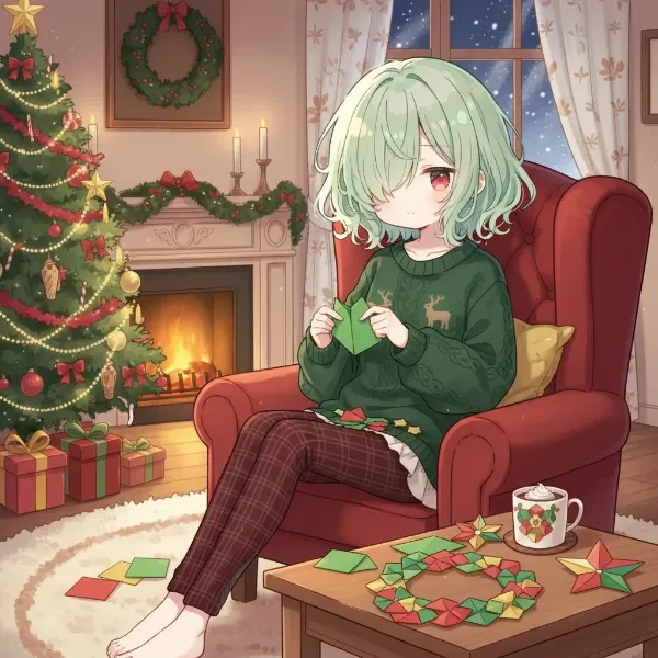 雪夜の折り紙と願いのクリスマス