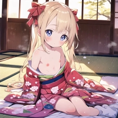 金髪少女の着物姿