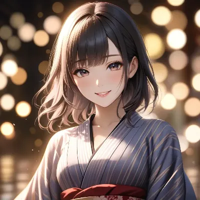 夏夜の浴衣微笑