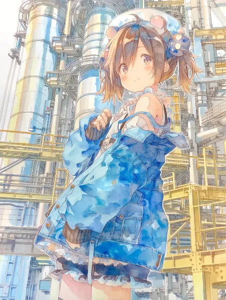 工場街の青い探検少女。