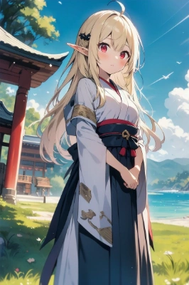 エルフ巫女さん