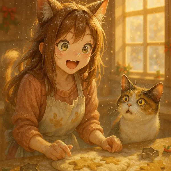 猫耳少女と相棒猫のクッキー大作戦