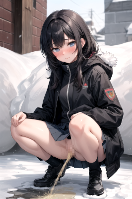 雪に放尿