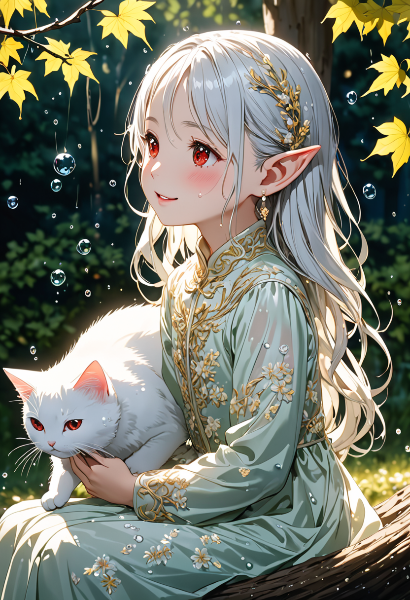 銀髪エルフと白猫の秋の約束