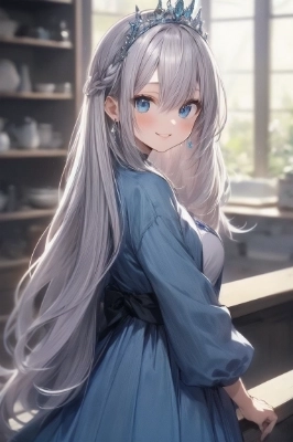 blue dress,
