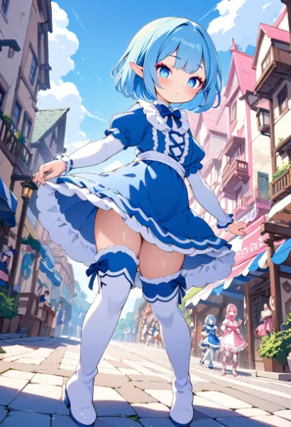 青い風に舞うエルフの街角