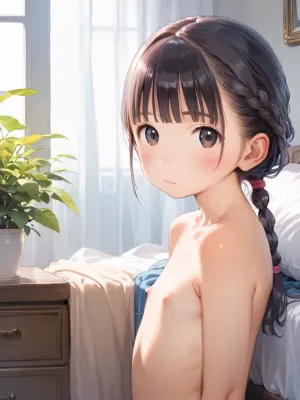 【サンプル】ぺったんこ〇リ〇リJ〇ちゃんの全裸上半身（６枚）