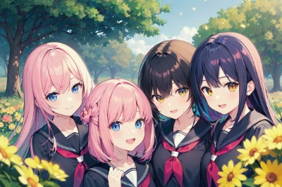 Group of school girls