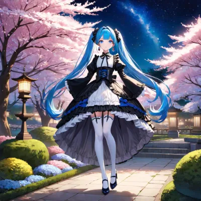 桜と青髪さん