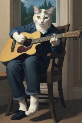 ギターを弾く猫