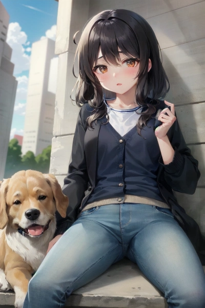 愛犬の可愛さにとろけちゃった女の子