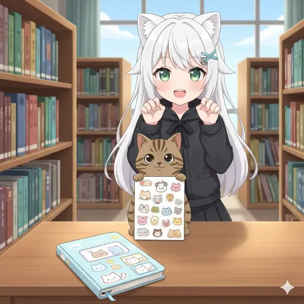 猫耳少女と秘密のステッカー探し