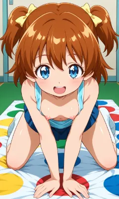 ツイスターゲームでおっぱいポロリ