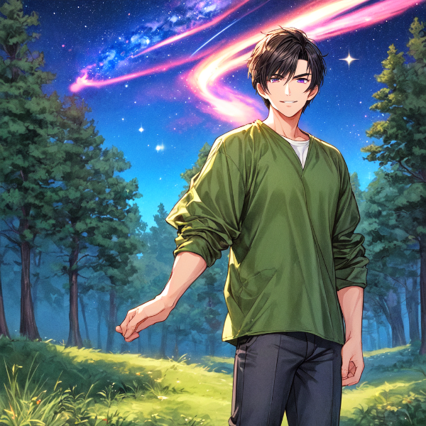 緑と、黒髪短髪男性★(3枚)