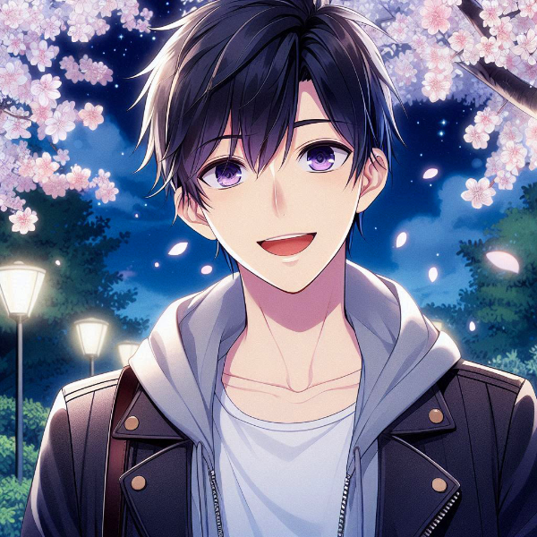 夜桜と、黒髪短髪男性＊その9(4枚)