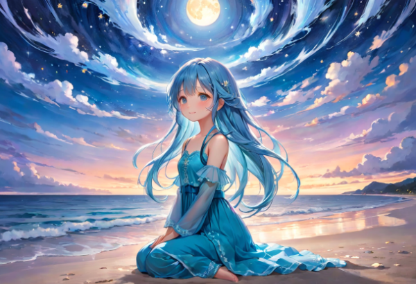 空と満月の融合