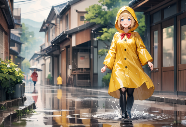 雨ガッパ着ているから雨でも平気だよっ