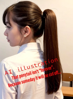 ポニーテール美少女の横顔