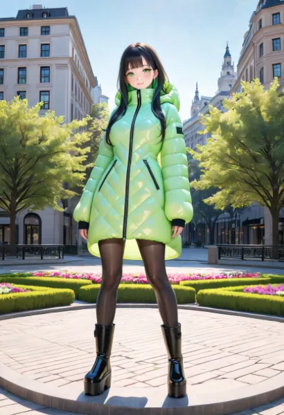 蓄光素材のダウンコート