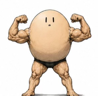 最強のゆでたまご、筋肉で世界を驚かせる