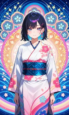 幻想の花園に佇む浴衣少女