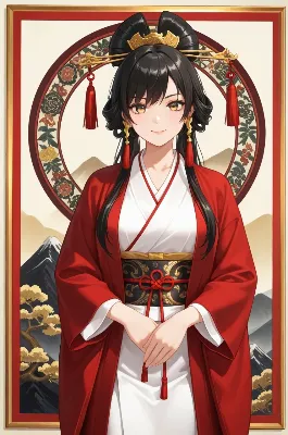 紅白の着物に包まれた美姫