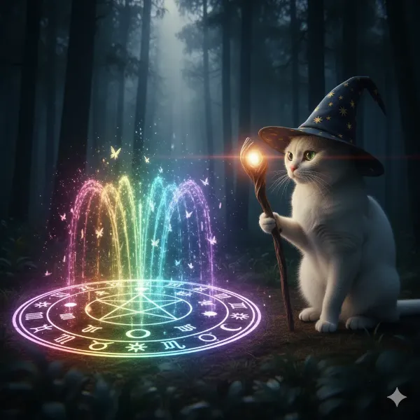 魔法猫の虹色呪文と森の秘密