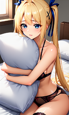 マリーちゃん　枕をギュ