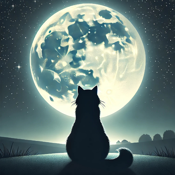 月を見る猫　（14枚）