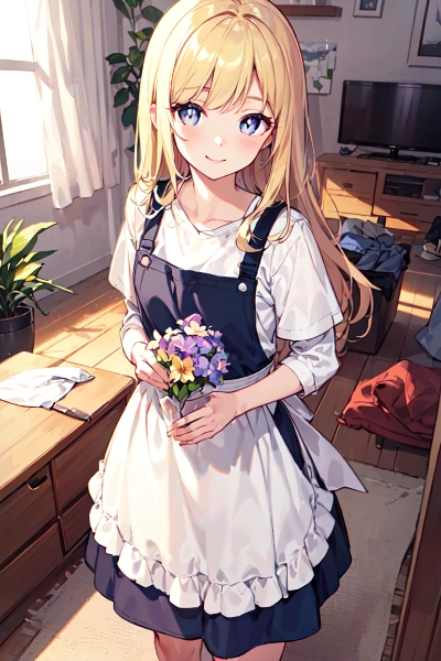 リビングで家事に勤しむ金色の髪の少女