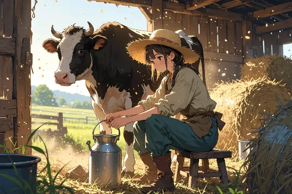 牧場の少女と朝の絆