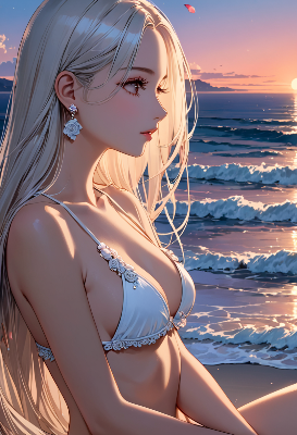 朝焼けの海で彼女は一人何を思ふ