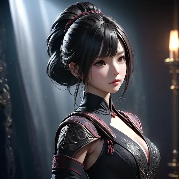 闇に佇む黒髪戦士
