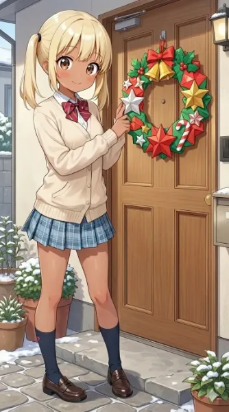 クリスマスリースを飾ったよ！