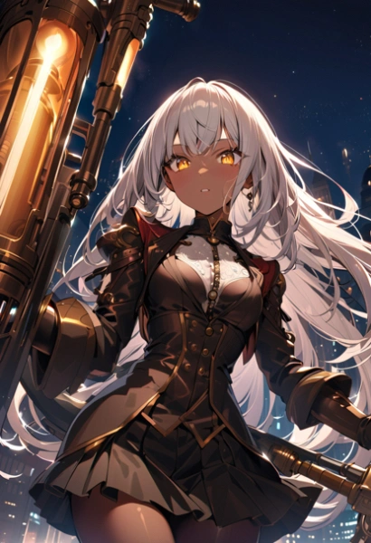 ゴツい武器とスチームパンク少女