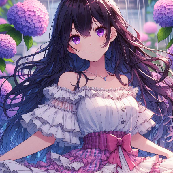 フリルスカートなうちの子と、紫陽花＊その1