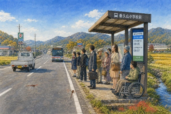 世代交流のあるバス停