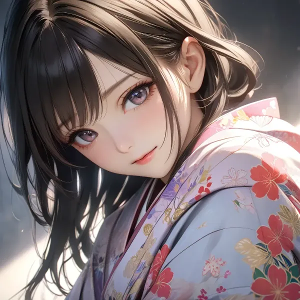 柔らかな光の浴衣少女