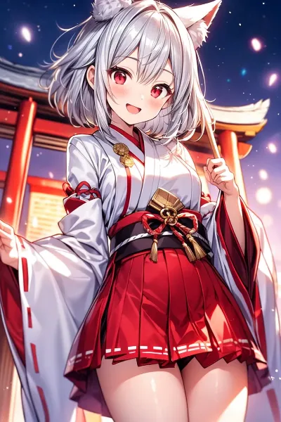 神社と銀髪狐っ子