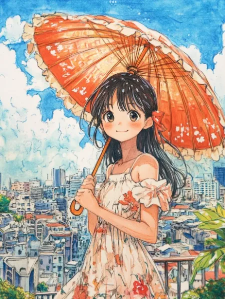 No.1762 日傘と女の子