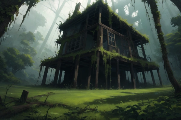 TRPG用背景素材　森の中の廃墟